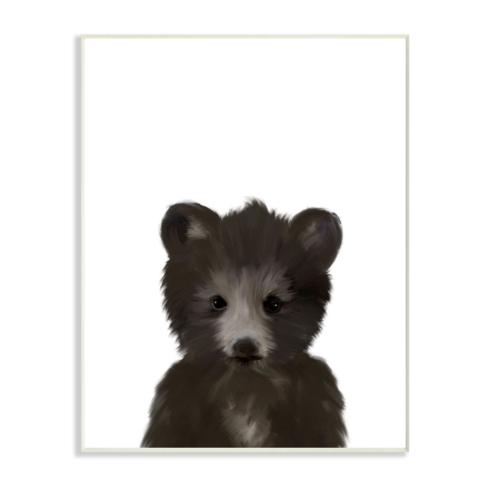 The Kids Room by Stupell Baby Black Bear Animal Kids Painting Wall Plaque Art by Leah Straatsma
