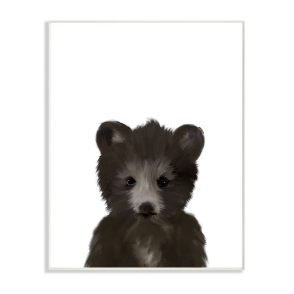 The Kids Room by Stupell Baby Black Bear Animal Kids Painting Wall Plaque Art by Leah Straatsma