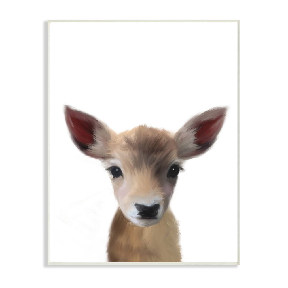 The Kids Room by Stupell Baby Deer Animal Kids Painting Wall Plaque Art by Leah Straatsma
