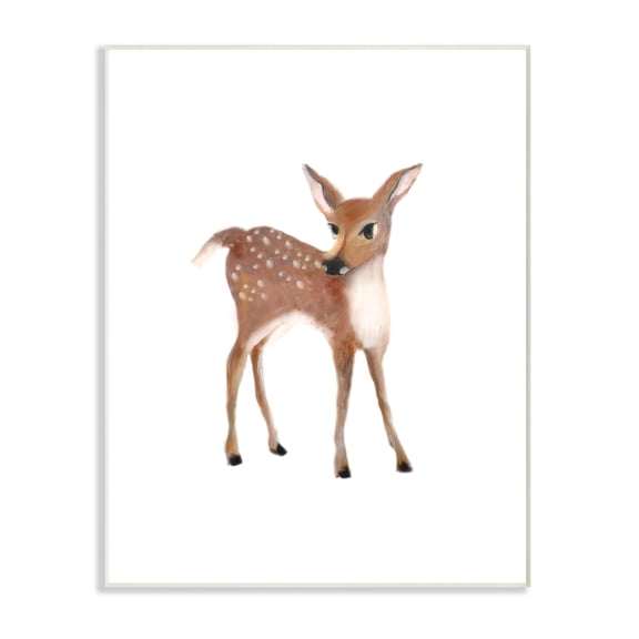 The Kids Room by Stupell Baby Deer Illustration Wall Plaque Art, 10 x 0.5 x 15