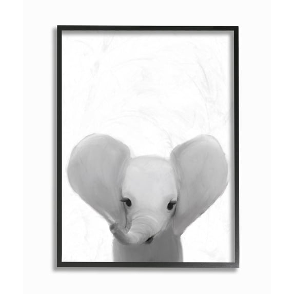 The Kids Room by Stupell Baby Elephant Animal Kids Painting Framed Giclee Texturized Art by Leah Straatsma