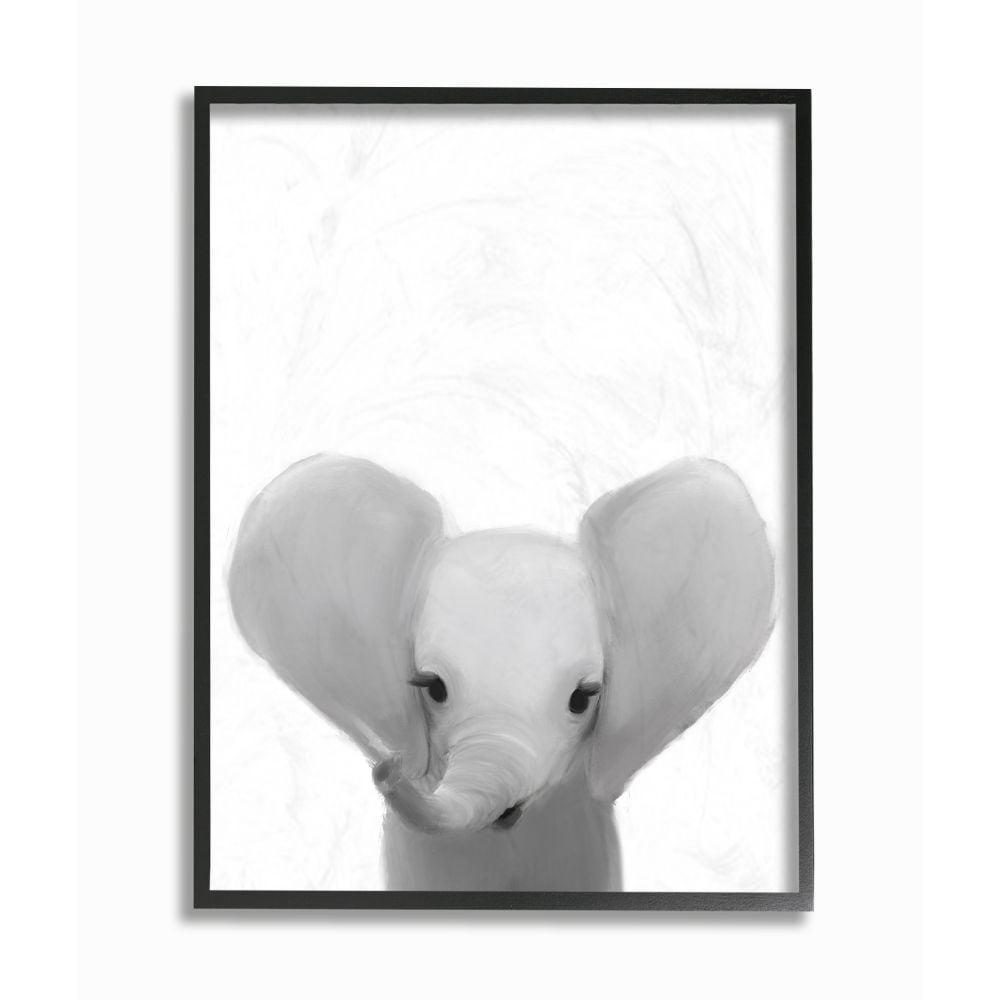 The Kids Room by Stupell Baby Elephant Animal Kids Painting Framed Giclee Texturized Art by Leah Straatsma