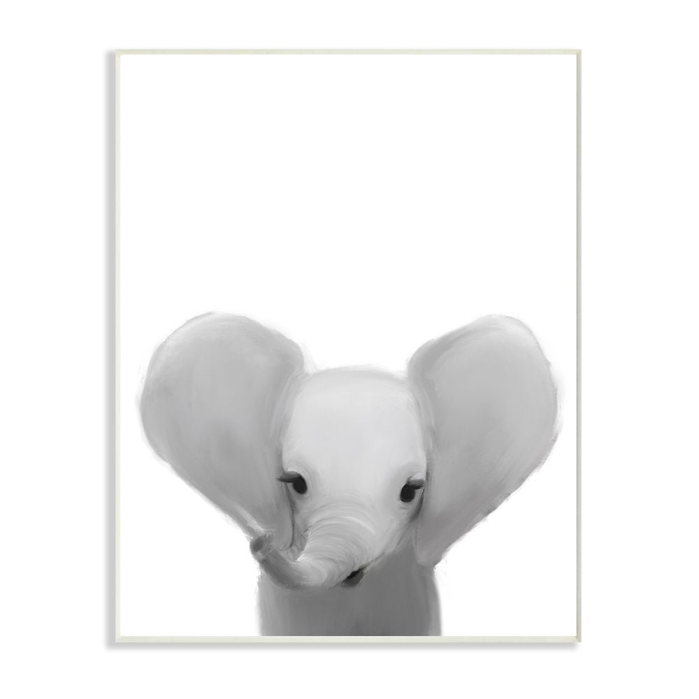 The Kids Room by Stupell Baby Elephant Animal Kids Painting Wall Plaque Art by Leah Straatsma