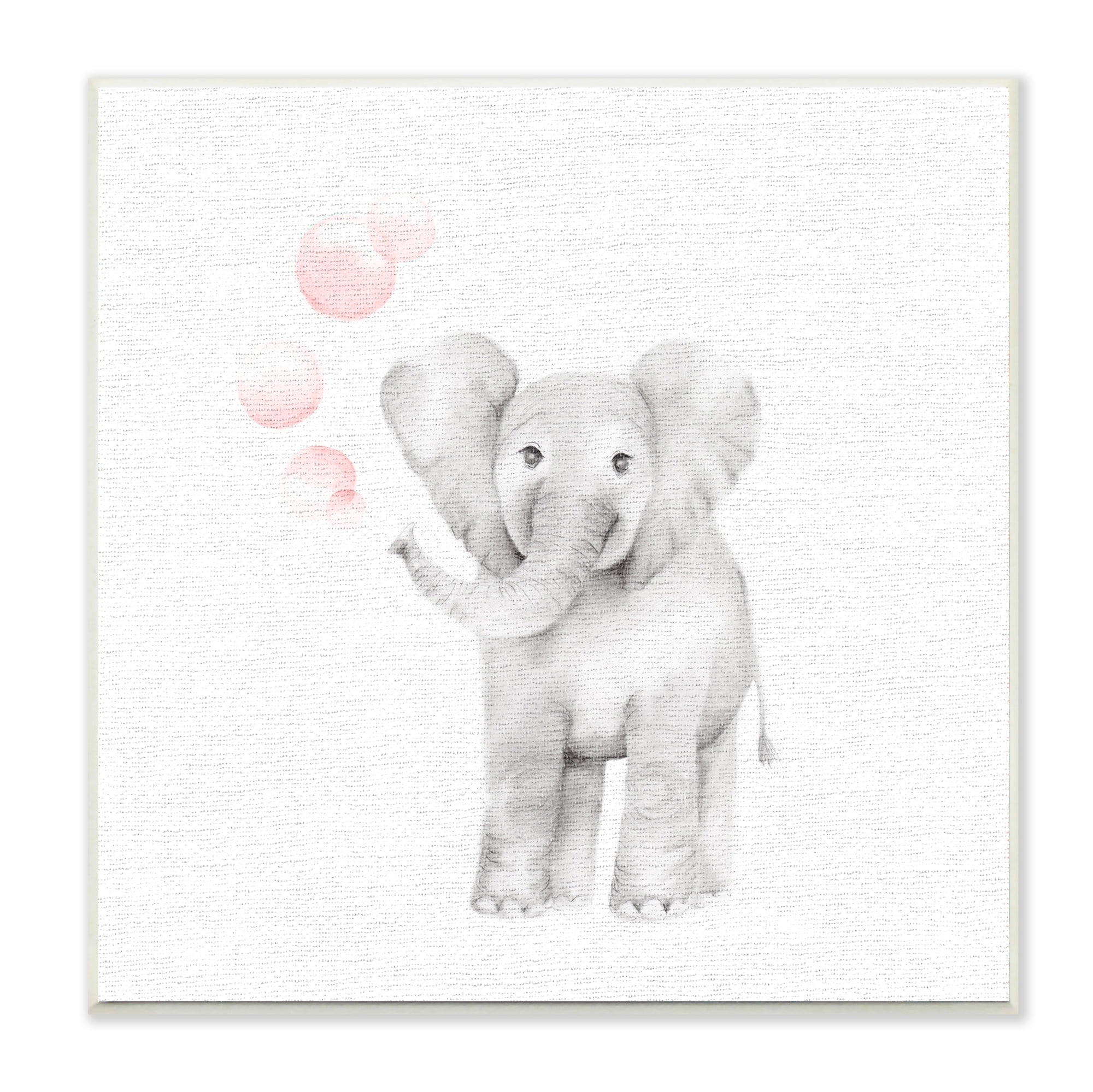 The Kids Room by Stupell Baby Elephant Pink Bubbles Linen Look Wall Plaque Art