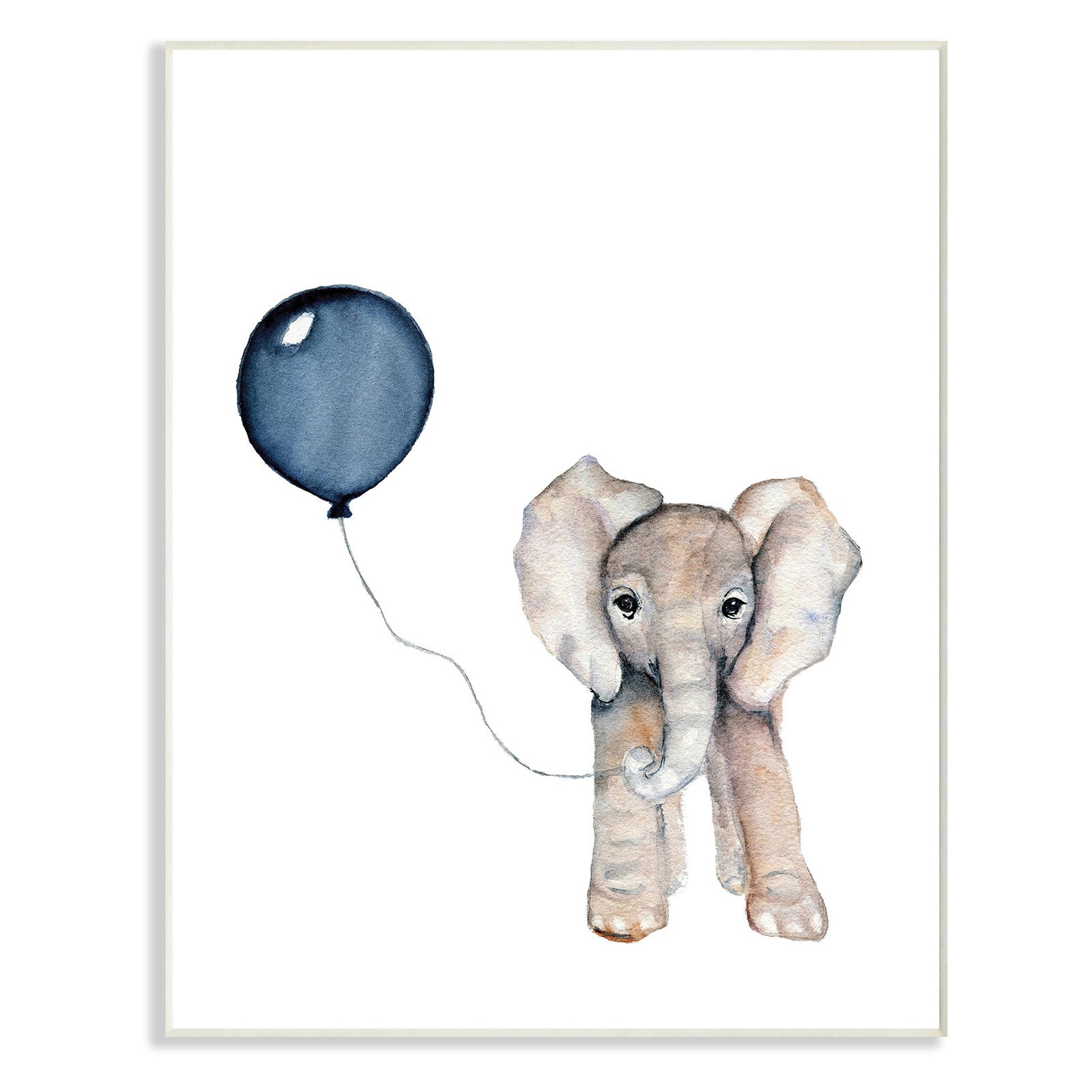 The Kids Room by Stupell Baby Elephant with Blue Balloon Wall Plaque Art,  10 x 0.5 x 15