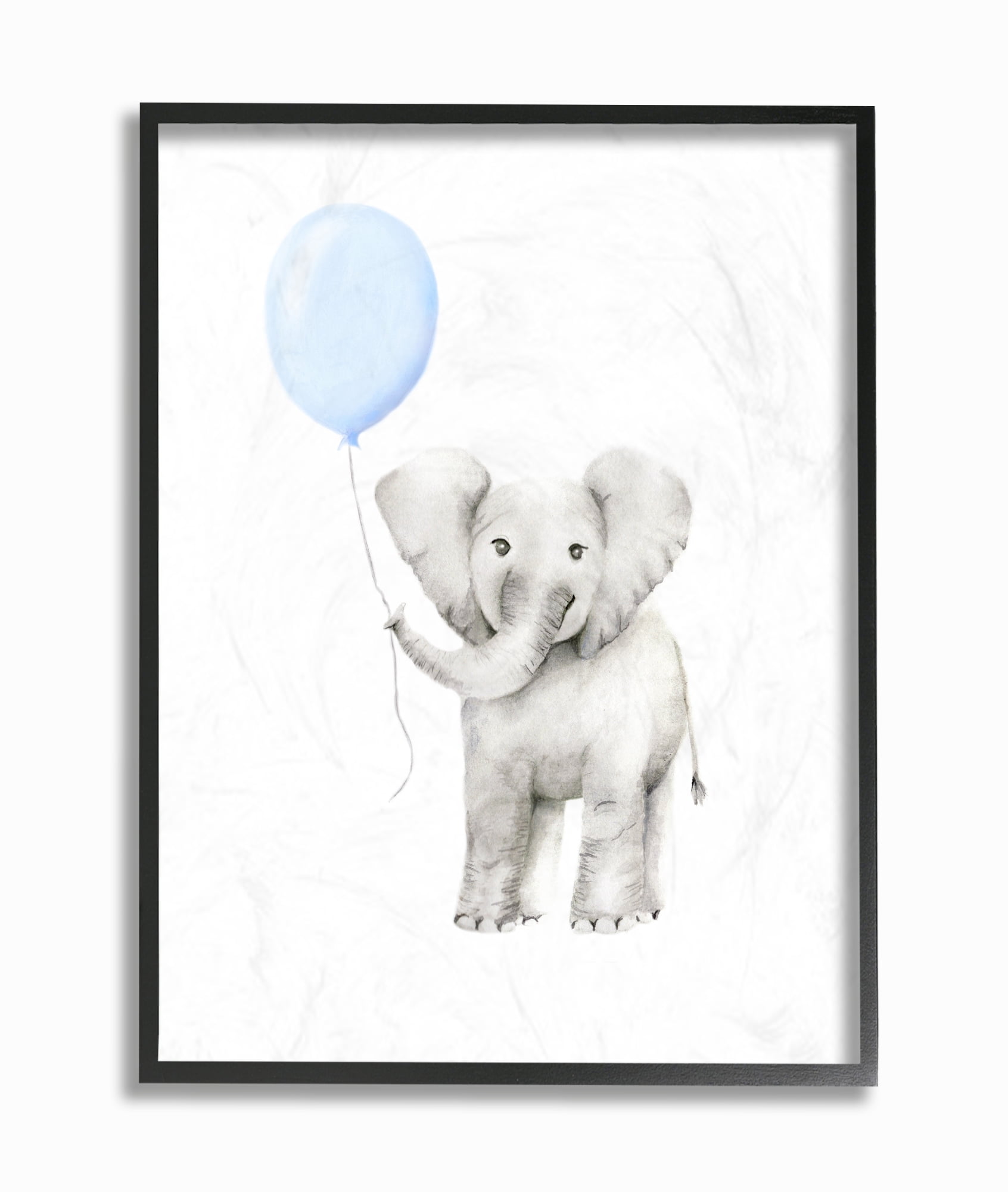 The Kids Room by Stupell Baby Elephant with Blue Balloon Watercolor Framed Wall Art by Studio Q