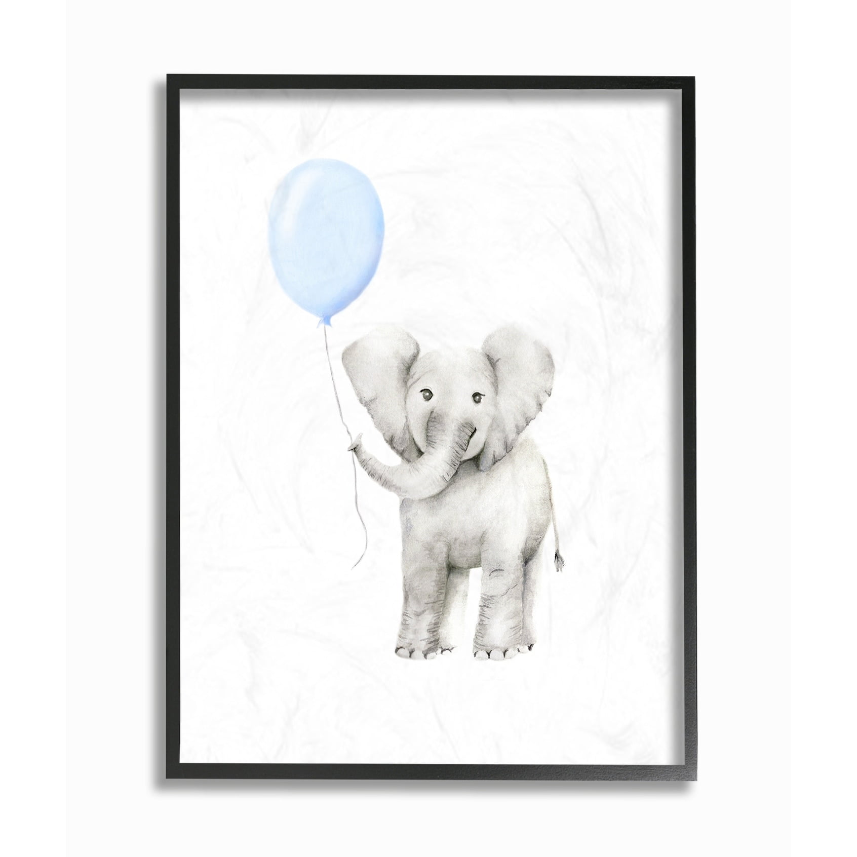 The Kids Room by Stupell Baby Elephant with Blue Balloon Watercolor ...