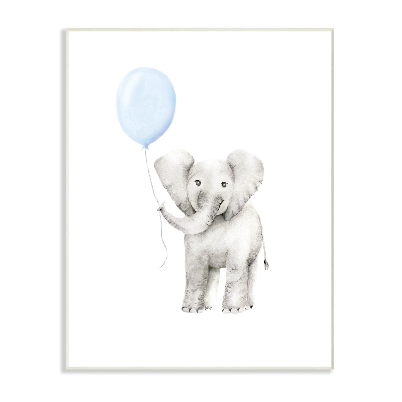 The Kids Room by Stupell Baby Elephant with Blue Balloon Watercolor Wall Plaque Art, 10 x 0.5 x 15