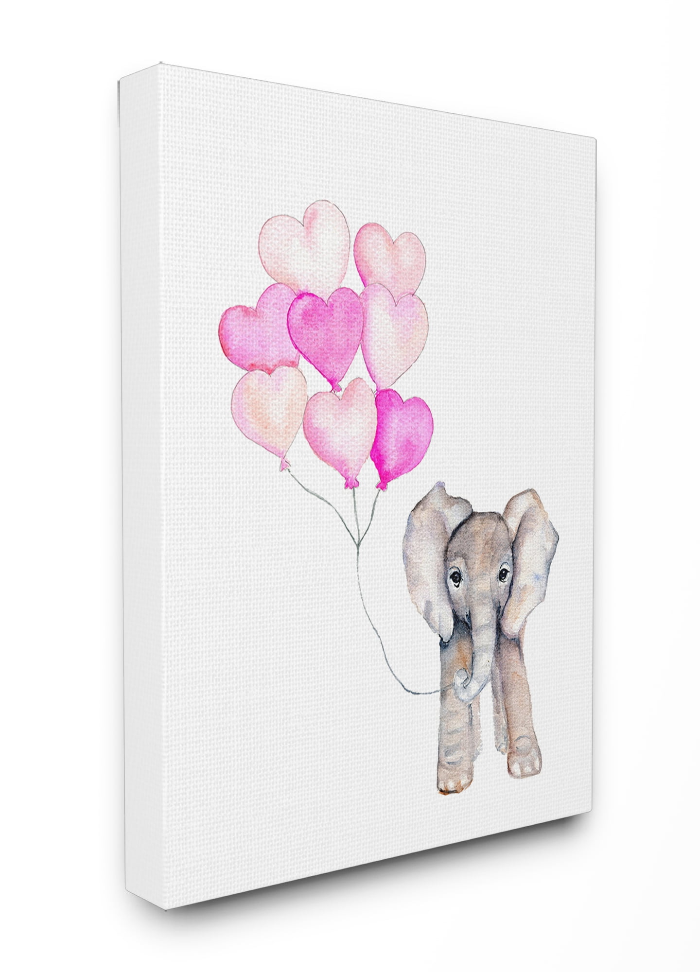 The Kids Room by Stupell Baby Elephant with Pink Heart Balloons Stretched Canvas Wall Art, 16 x 1.5 x 20
