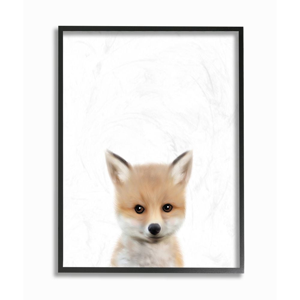 The Kids Room by Stupell Baby Fox Animal Kids Painting Framed Giclee Texturized Art by Leah Straatsma