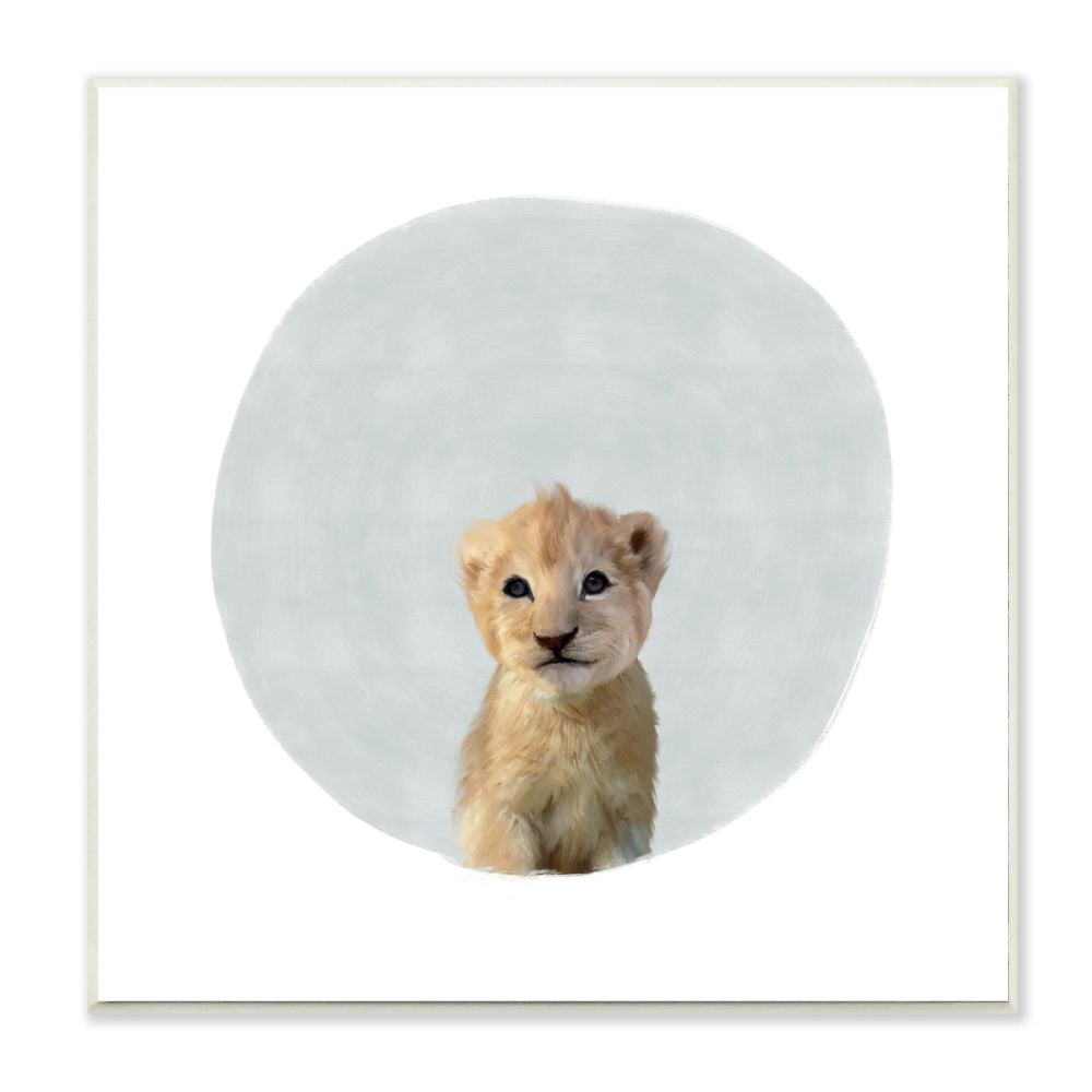 The Kids Room by Stupell Baby Lion Animal Kids Painting Wall Plaque Art by Leah Straatsma