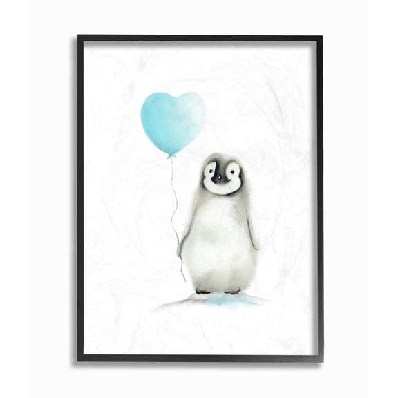 The Kids Room by Stupell Baby Penguin with Blue Balloon Framed Wall Art by Studio Q
