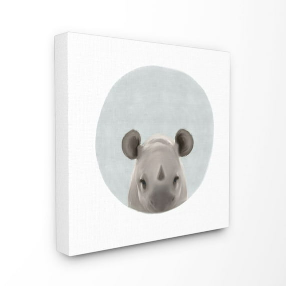 The Kids Room by Stupell Baby Rhino Animal Kids Painting Canvas Wall Art by Leah Straatsma