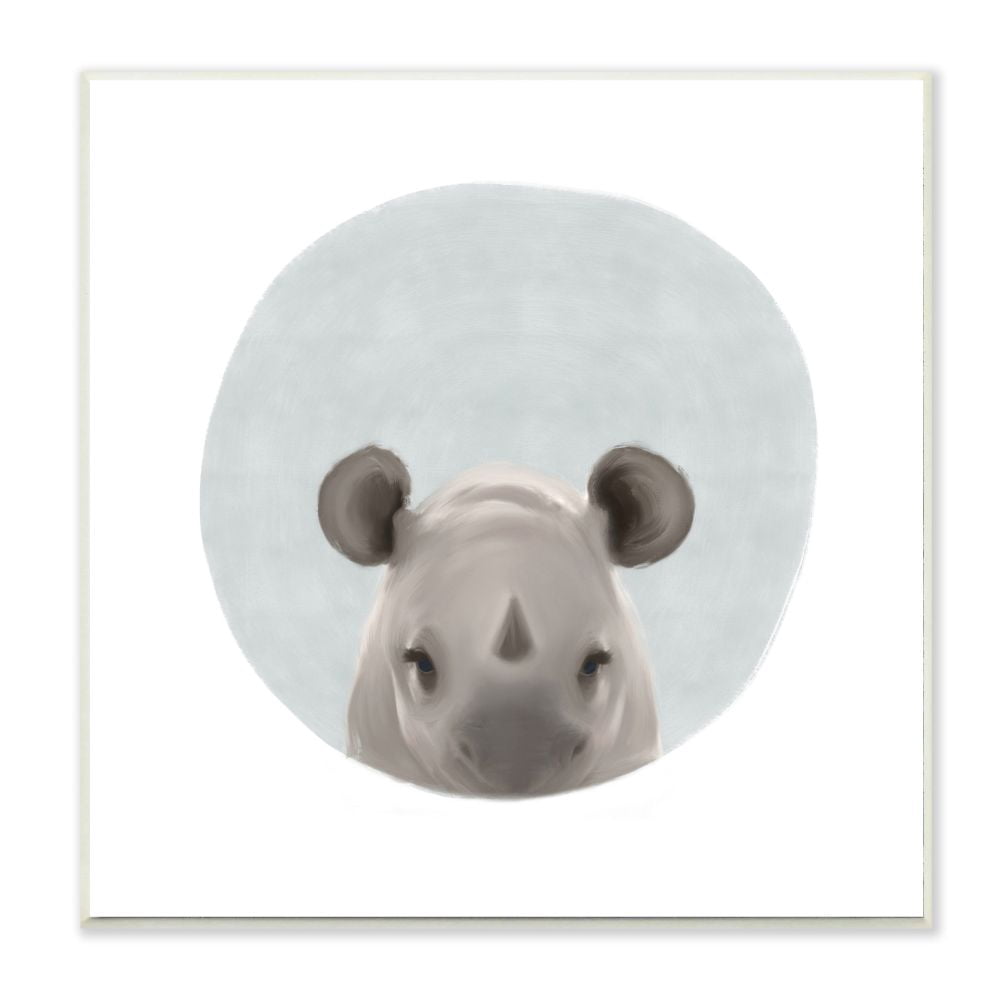 The Kids Room by Stupell Baby Rhino Animal Kids Painting Wall Plaque Art by Leah Straatsma