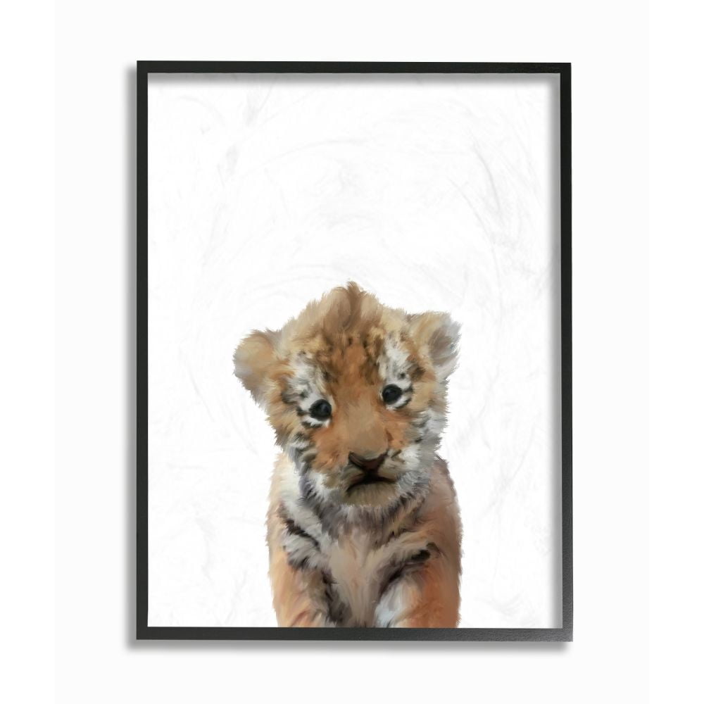 The Kids Room by Stupell Baby Tiger Animal Kids Painting Framed Giclee Texturized Art by Leah Straatsma