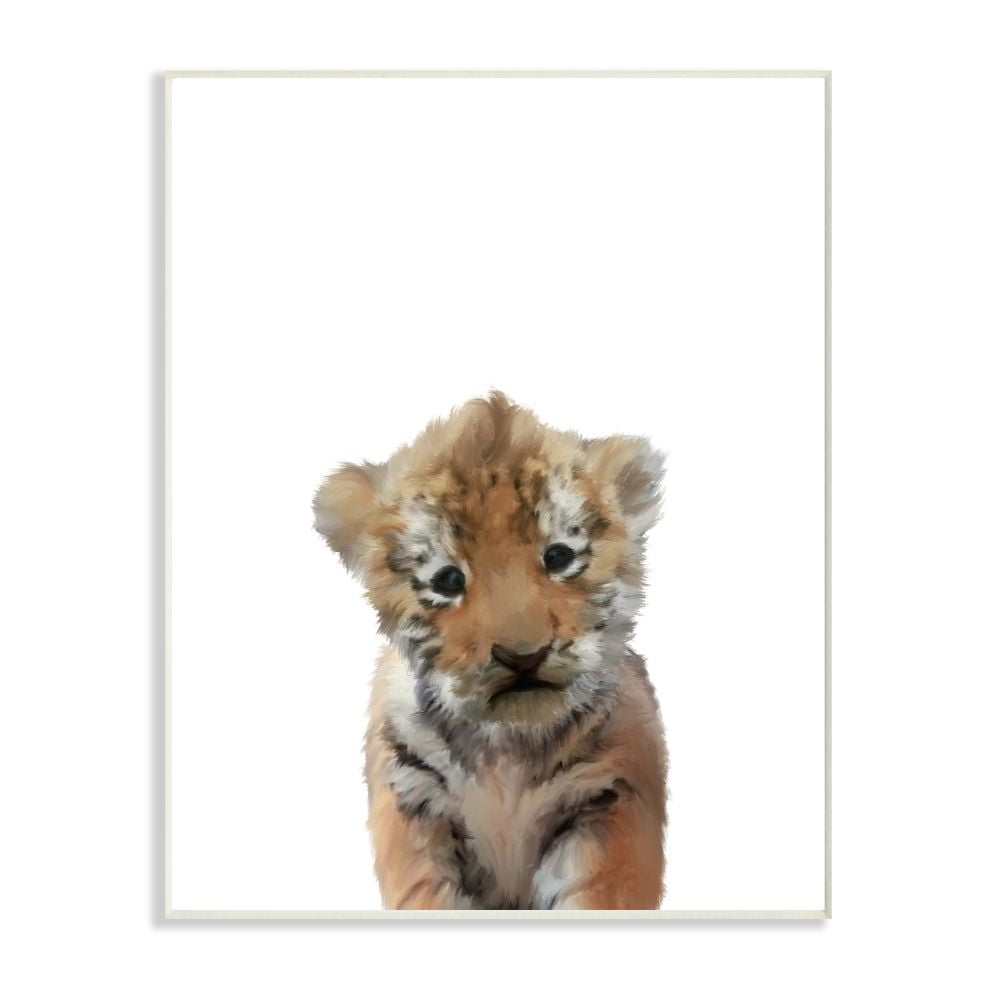 The Kids Room by Stupell Baby Tiger Animal Kids Painting Wall Plaque Art by Leah Straatsma