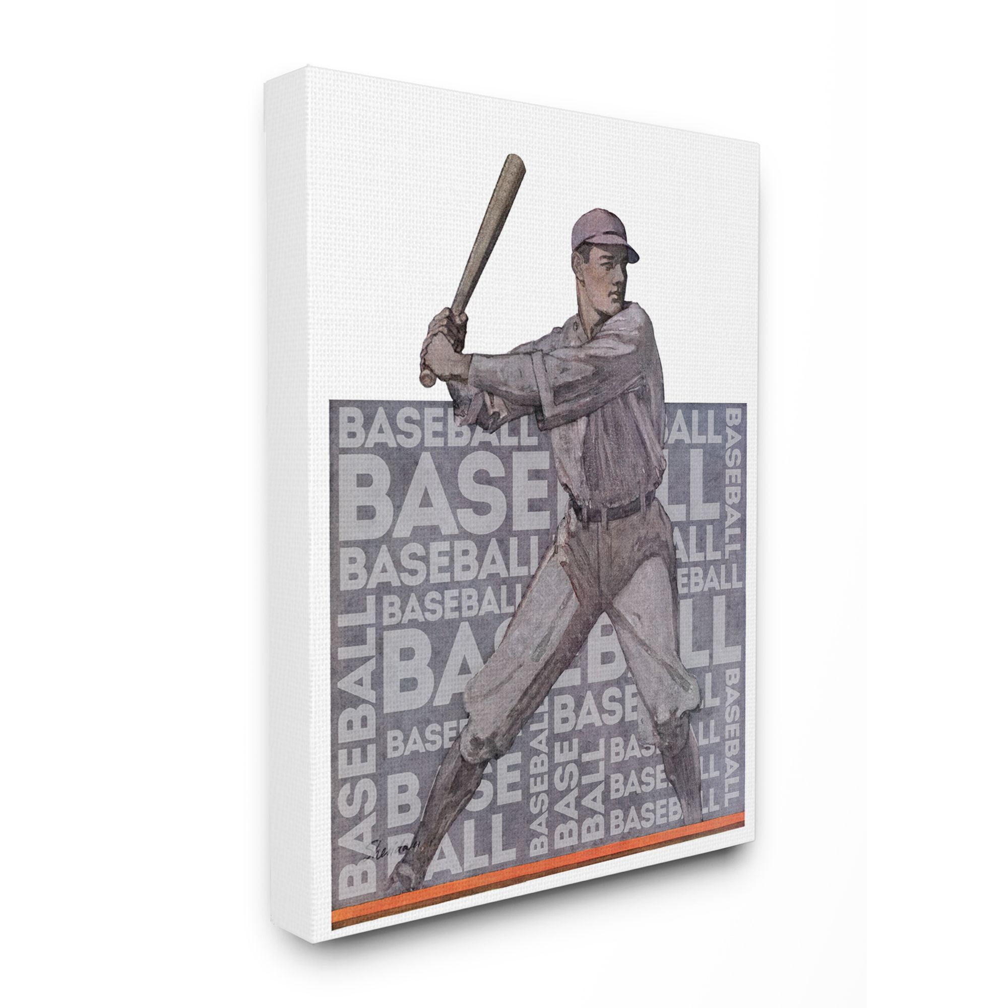 The Kids Room by Stupell Baseball Player Sports Word Design Canvas Wall Art by The Saturday Evening Post