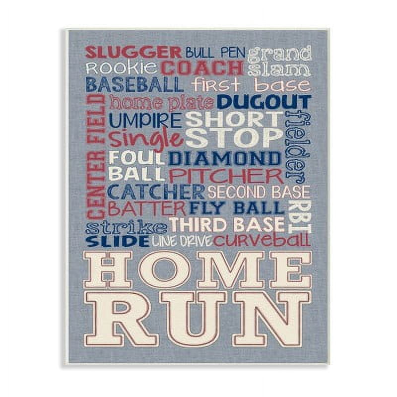 The Kids Room by Stupell Baseball Typog Denim Feel Wall Plaqueby Erica Billups