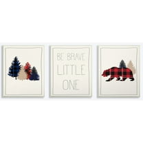 The Kids Room by Stupell Be Brave Little One Plaid Trees And Bear 3pc Wall Plaque Art Set, 3pc, each 10 x 0.5 x 15