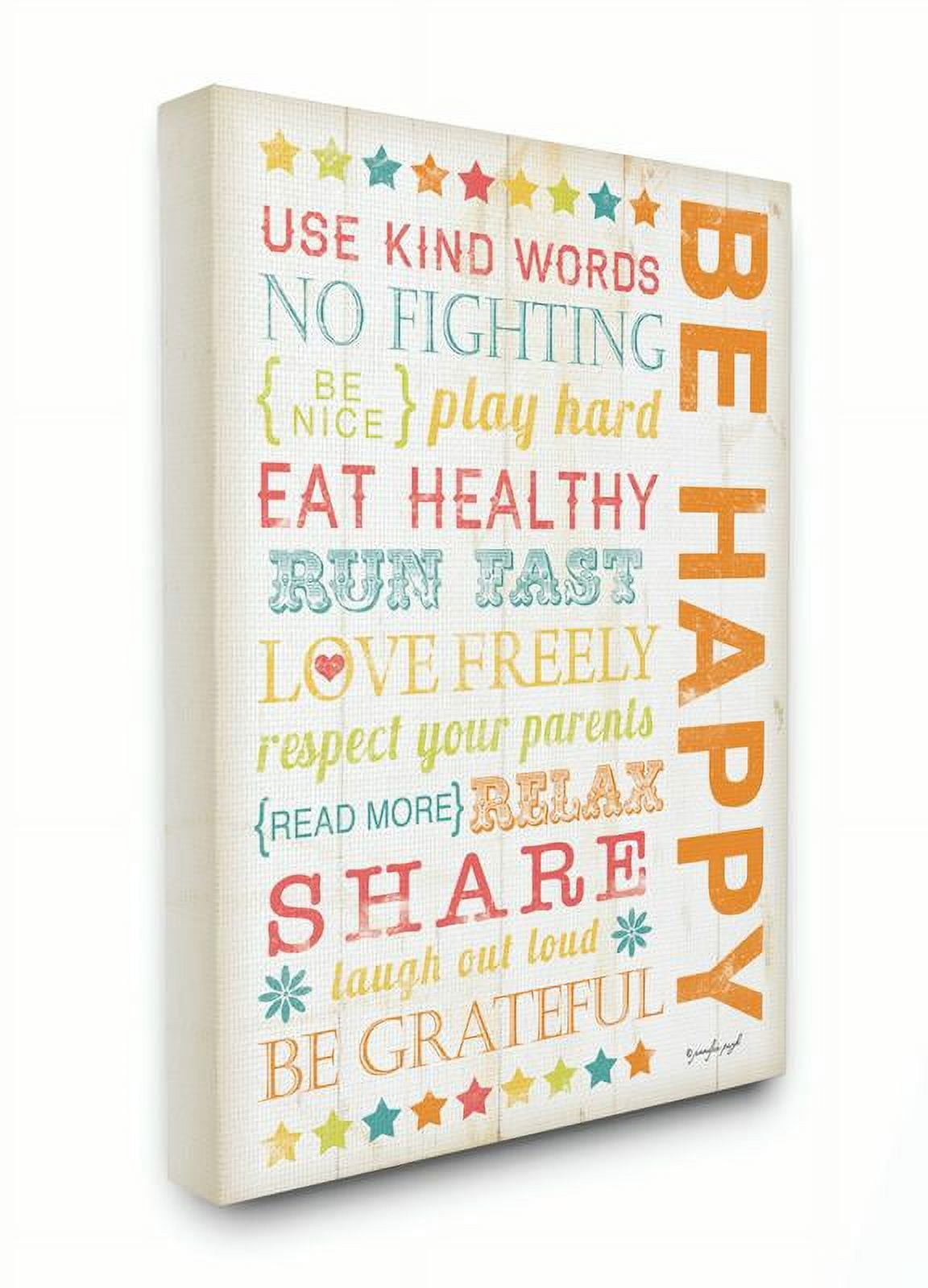 The Kids Room by Stupell Be Happy Typography Canvas Wall Art by Jennifer Pugh