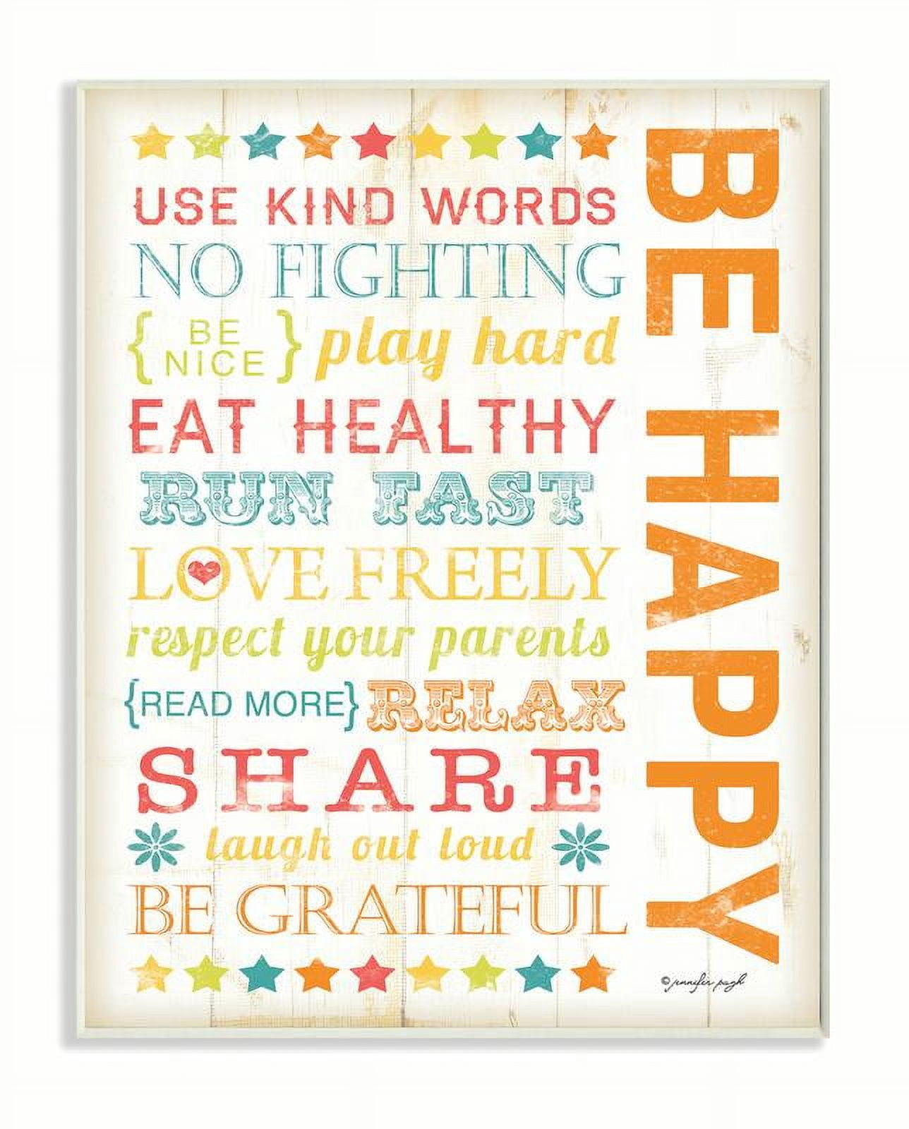 The Kids Room by Stupell Be Happy Typography Wall Plaqueby Jennifer Pugh