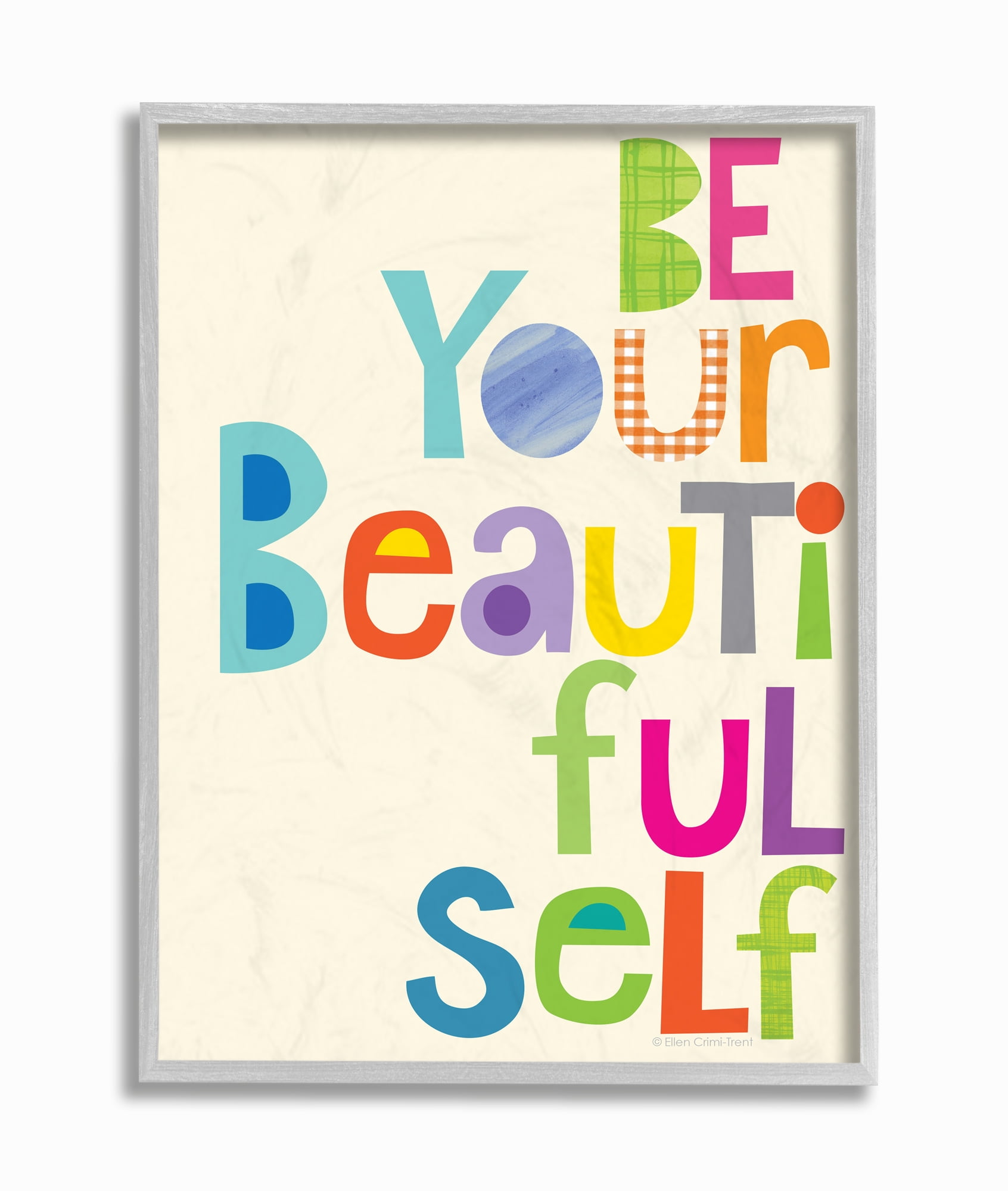 The Kids Room by Stupell Be Your Beautiful Self Patchwork Framed Wall Art by Ellen Crimi-Trent