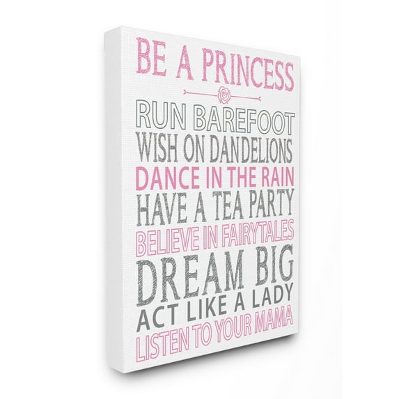 The Kids Room by Stupell Be a Princess Pink Typog Canvas Wall Art by Susan Newberry Designs