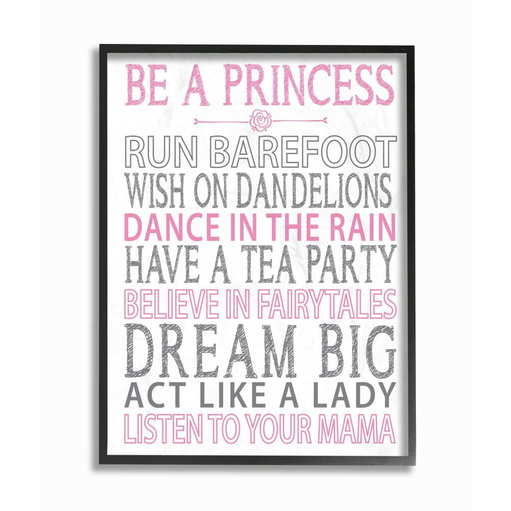 The Kids Room by Stupell Be a Princess Pink Typog Framed Wall Art by Susan Newberry Designs