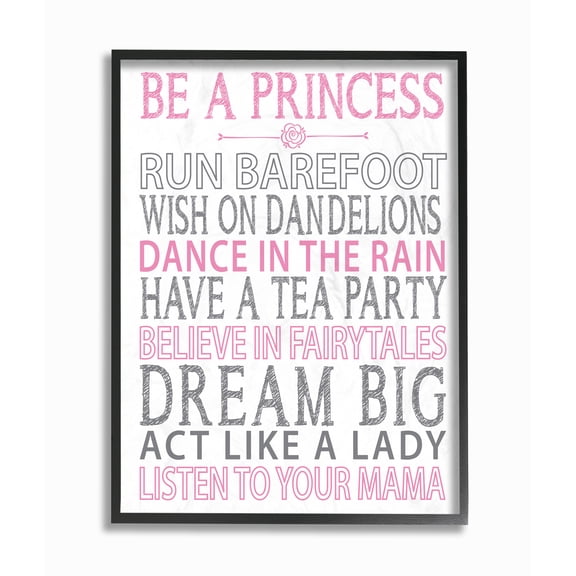 The Kids Room by Stupell Be a Princess Pink Typog Framed Wall Art by Susan Newberry Designs