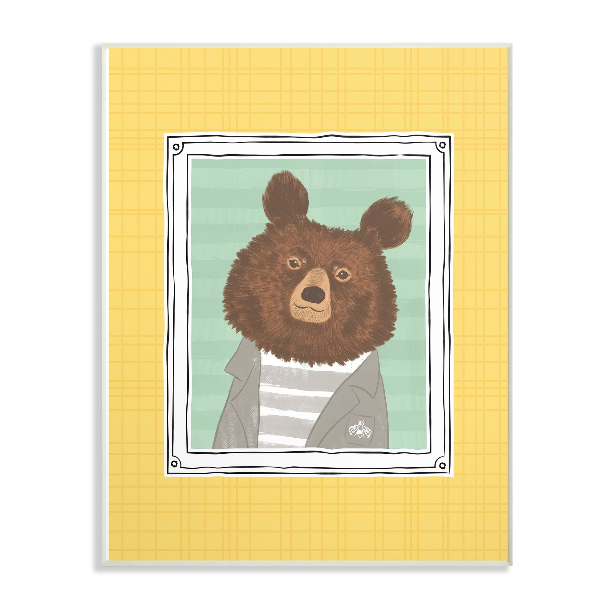 The Kids Room by Stupell Bear Portrait Yellow Wall Plaque Art, 10 x 0.5 x 15