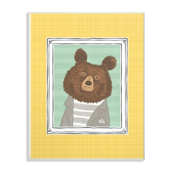 The Kids Room by Stupell Bear Portrait Yellow Wall Plaque Art, 10 x 0.5 x 15
