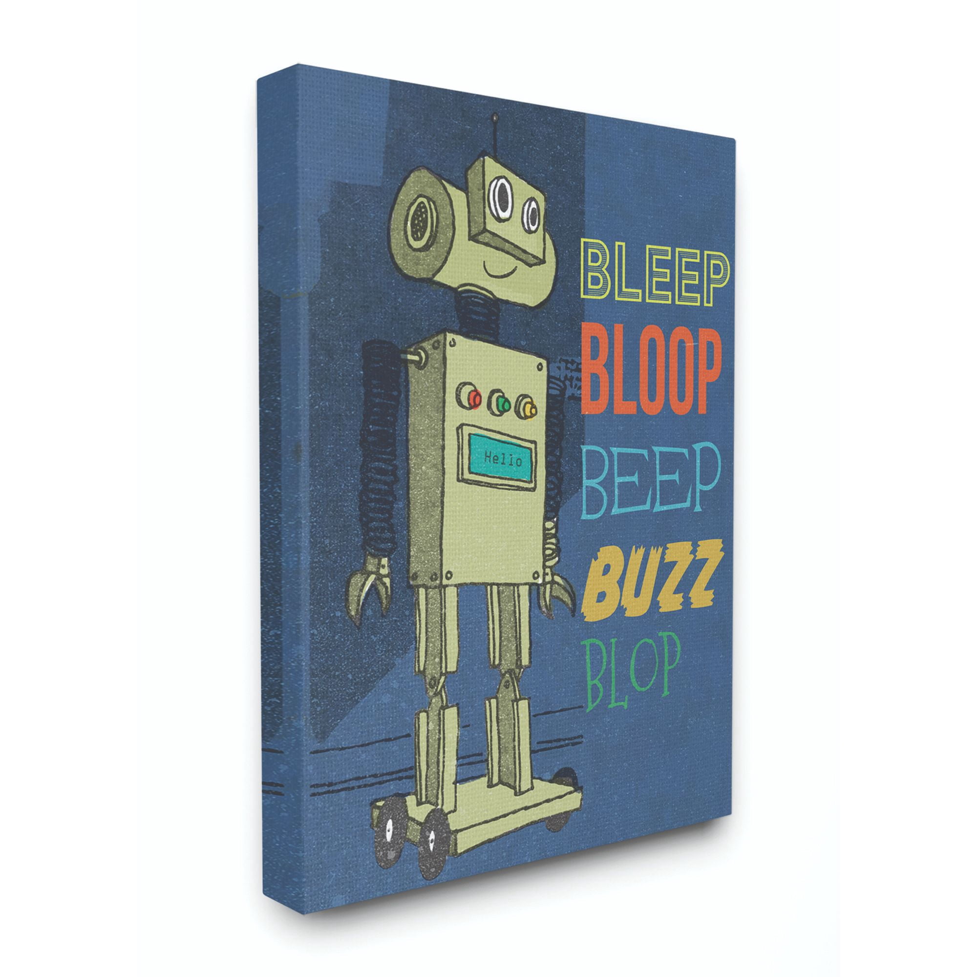 The Kids Room by Stupell Beep Bloop Cartoon Robot Kids Nursery Design Canvas Wall Art by The Saturday Evening Post