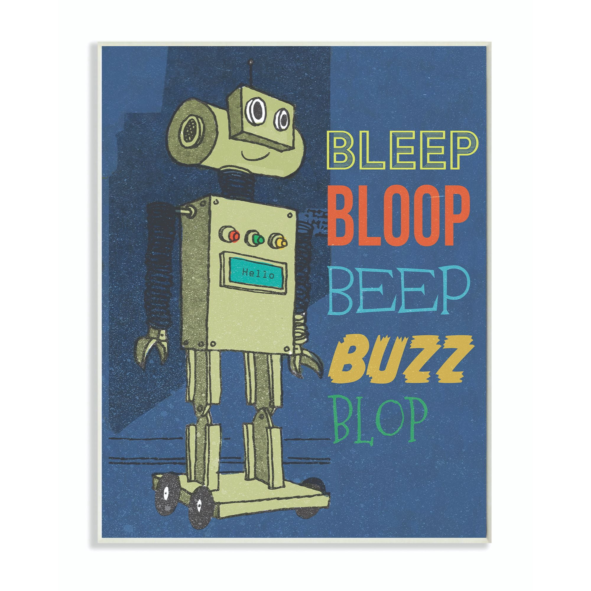 The Kids Room by Stupell Beep Bloop Cartoon Robot Kids Nursery Design Wall Plaque by The Saturday Evening Post
