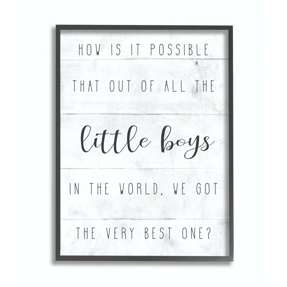 The Kids Room by Stupell Best Little Boy Family Kids Home Inspirational Word Design Framed Wall Art by Daphne Polselli