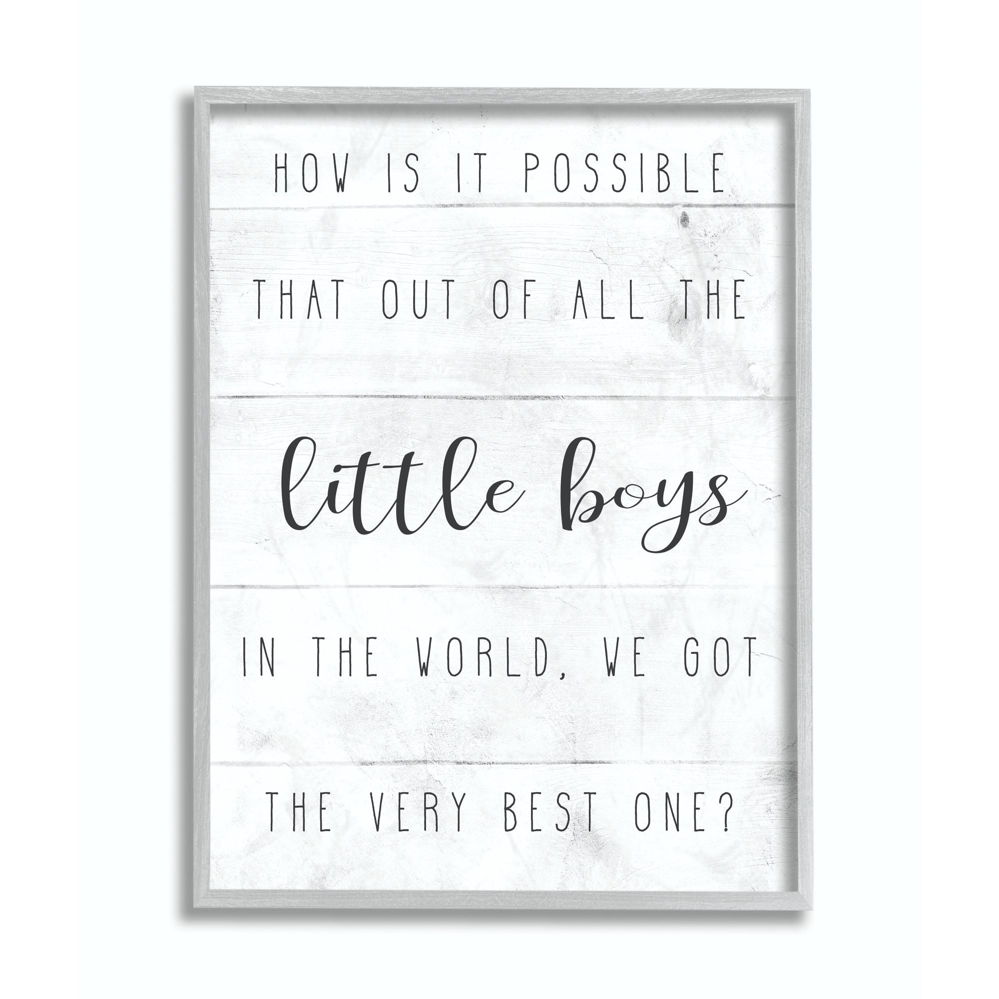 The Kids Room by Stupell Best Little Boy Family Kids Home Inspirational Word Design Framed Wall Art by Daphne Polselli