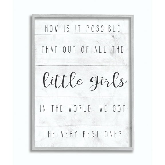 The Kids Room by Stupell Best Little Girl Family Kids Home Inspirational Word Design Framed Wall Art by Daphne Polselli