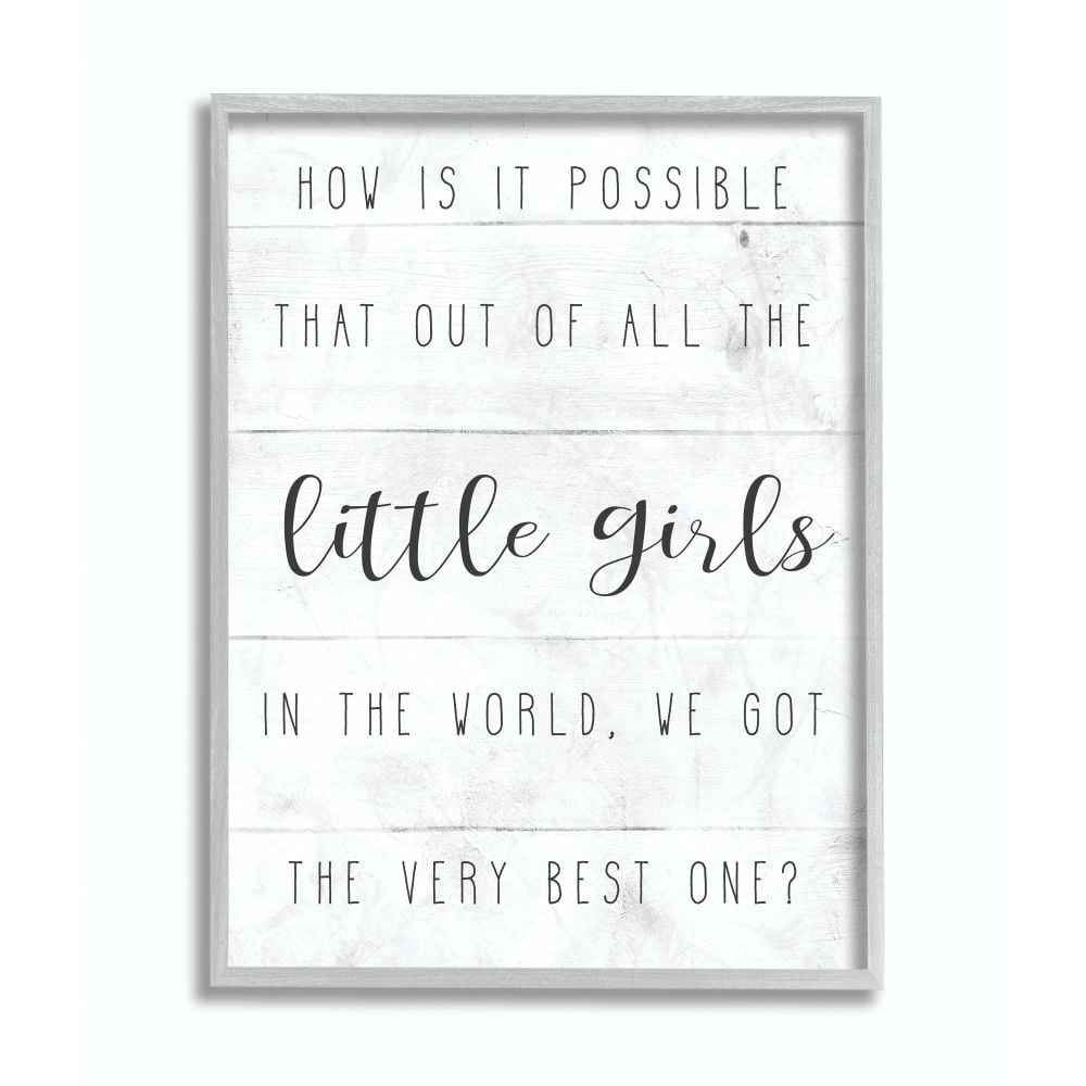 The Kids Room by Stupell Best Little Girl Family Kids Home Inspirational Word Design Framed Wall Art by Daphne Polselli