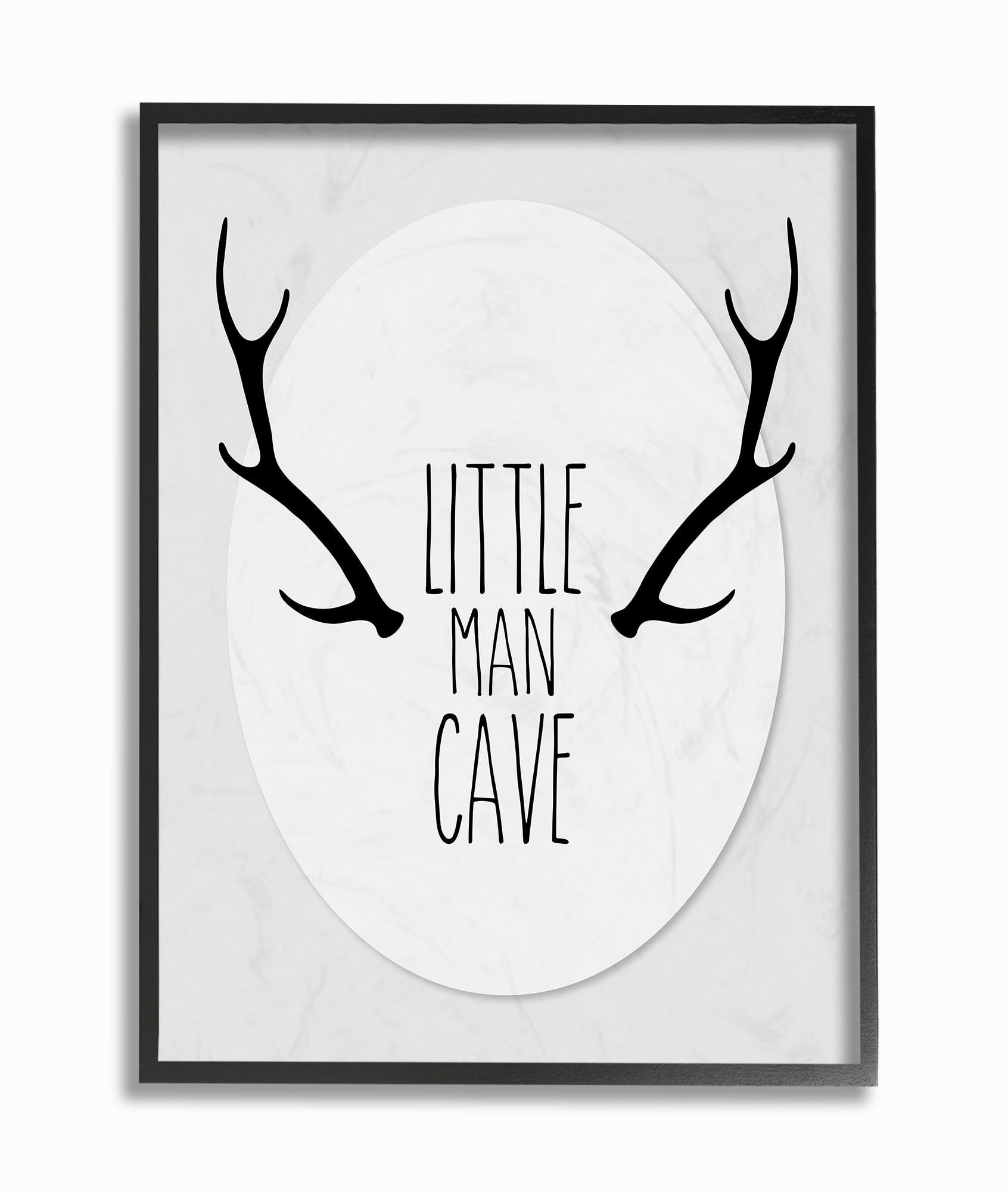 The Kids Room by Stupell Black and Grey Little Man Cave Antlers Oversized Framed Giclee Texturized Art, 16 x 1.5 x 20