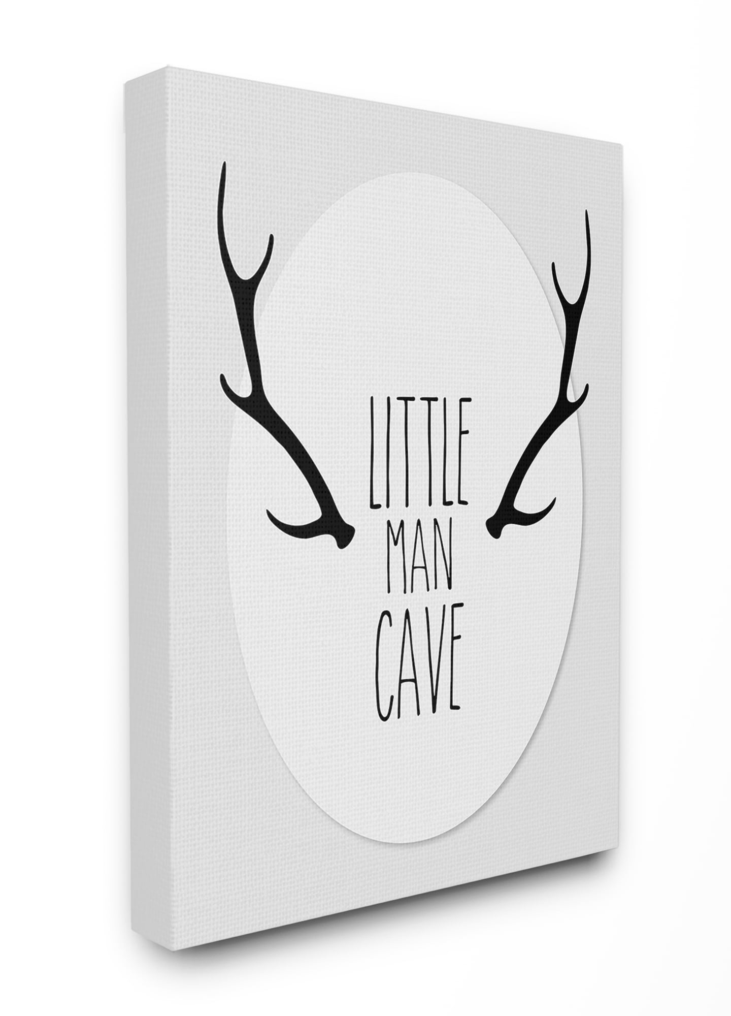 The Kids Room by Stupell Black and Grey Little Man Cave Antlers Oversized Stretched Canvas Wall Art, 24 x 1.5 x 30