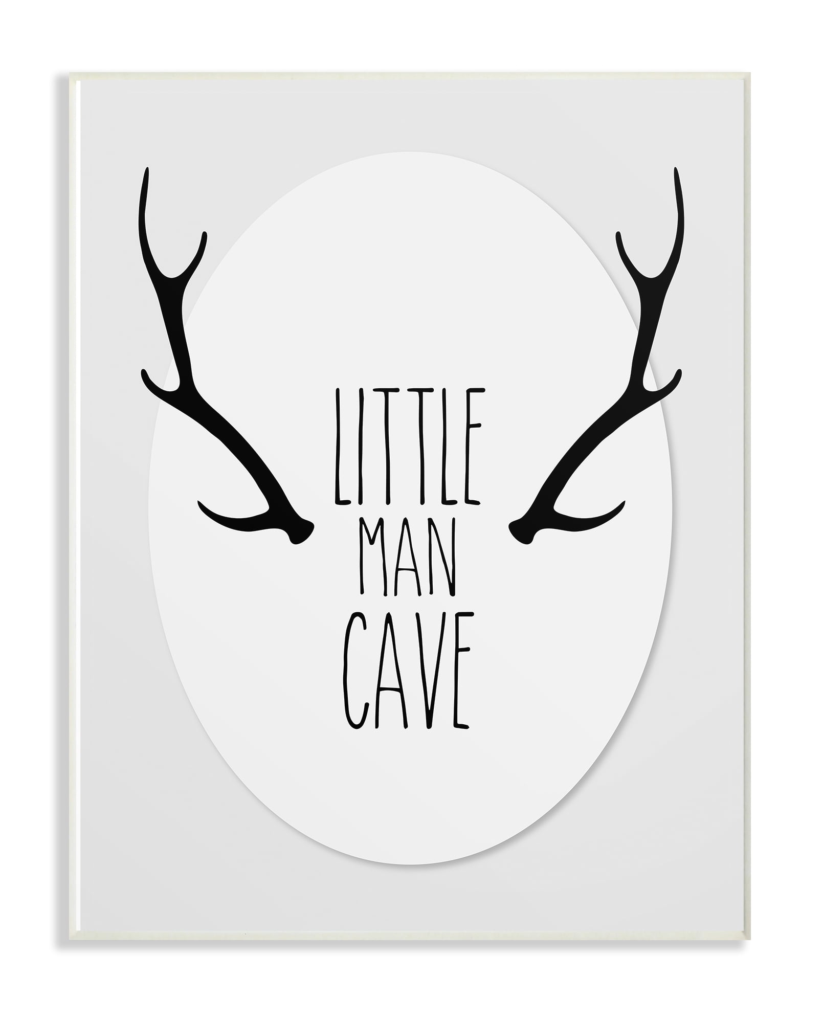 The Kids Room by Stupell Black and Grey Little Man Cave Antlers Oversized Wall Plaque Art, 12.5 x 0.5 x 18.5