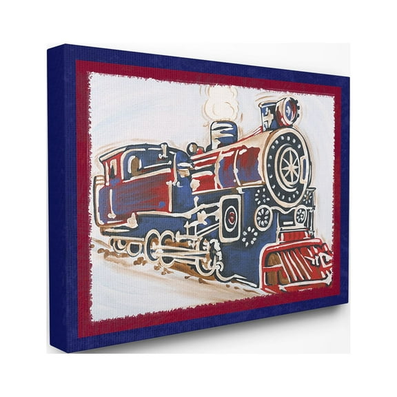 The Kids Room by Stupell Blue And Red Vintage Train Stretched Canvas Wall Art, 16 x 1.5 x 20