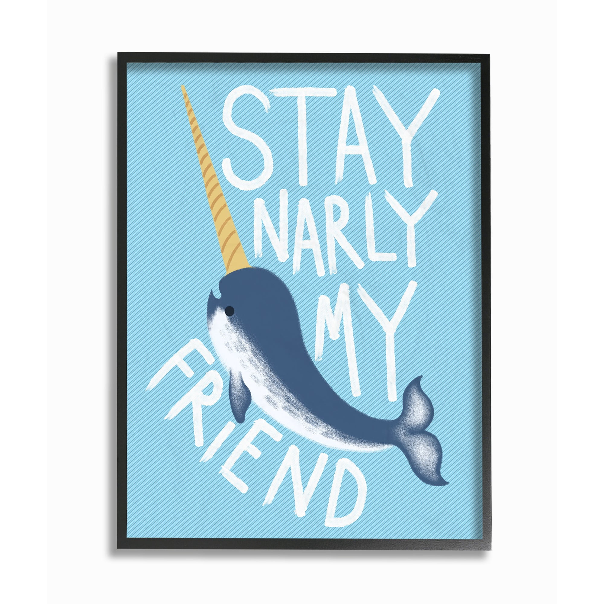 The Kids Room by Stupell Blue Stay Narly My Friend Narwhal Oversized Framed Giclee Texturized Art, 16 x 1.5 x 20