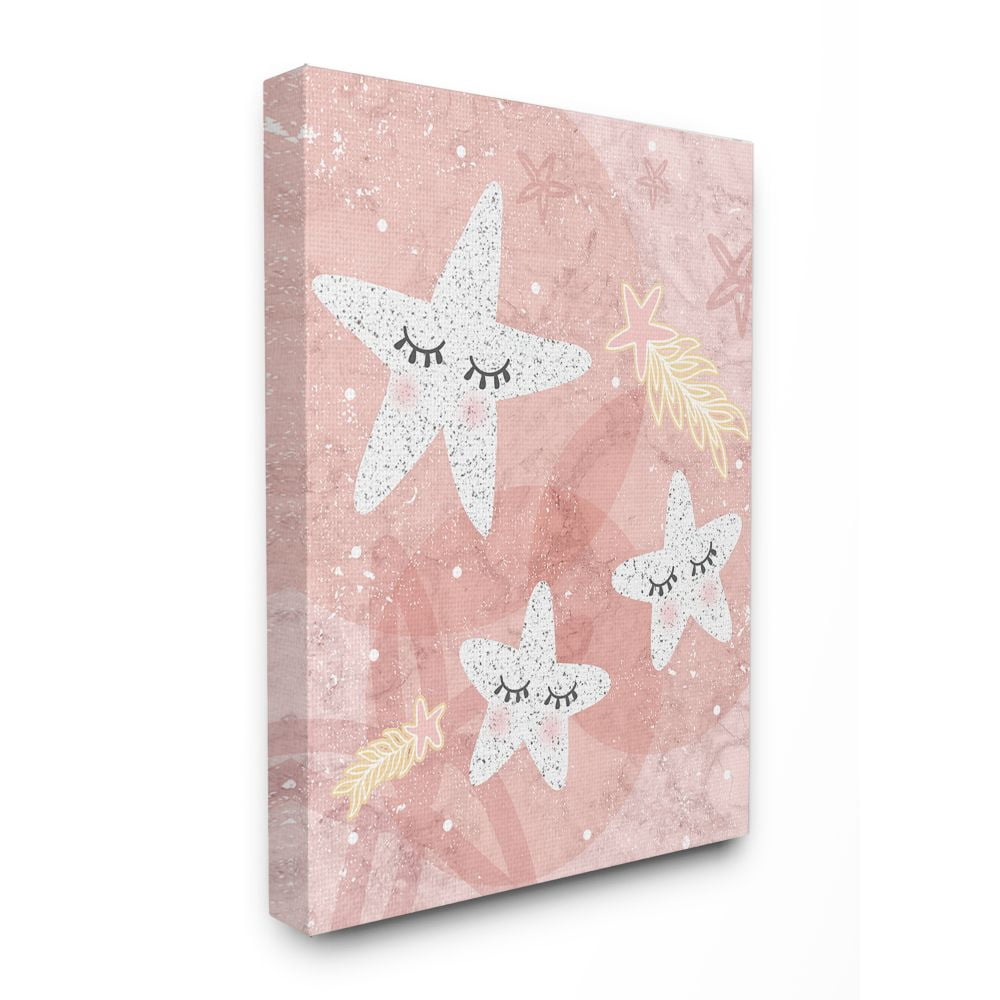 The Kids Room by Stupell Blush Pink Speckled Polka Dot Stars With Eyelashes Canvas Wall Art