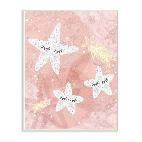 The Kids Room by Stupell Blush Pink Speckled Polka Dot Stars With Eyelashes Wall Plaque Art