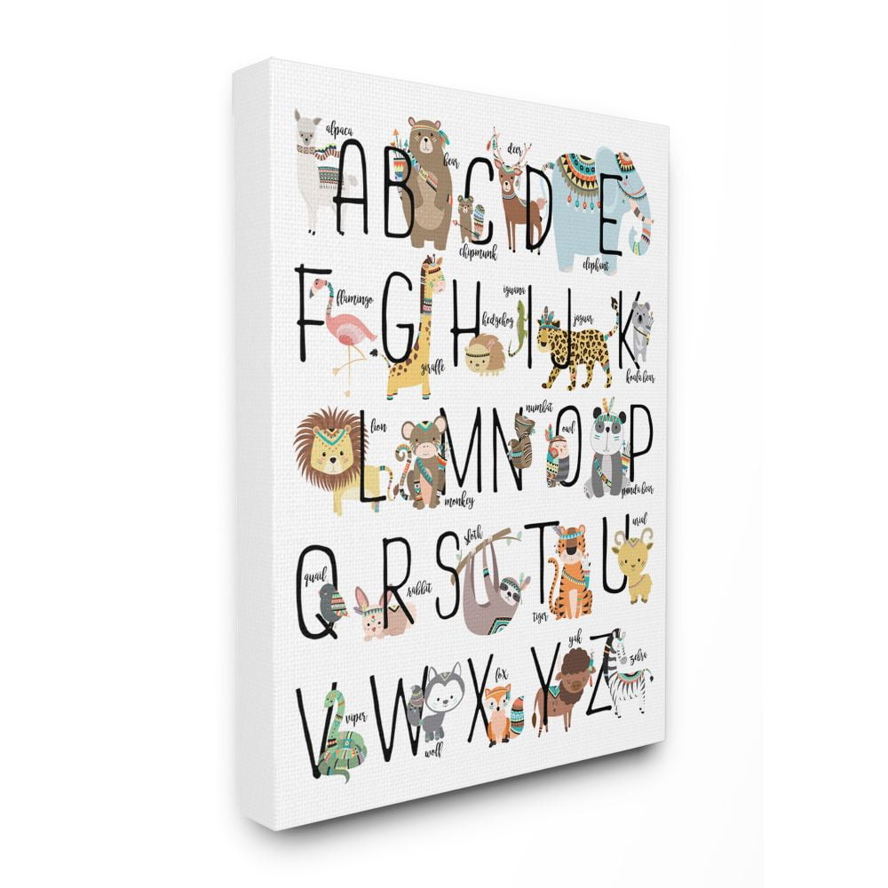 The Kids Room by Stupell Boho Animal ABCs Canvas Wall Art by Erica Billups