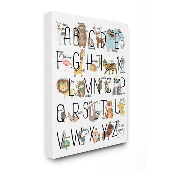 The Kids Room by Stupell Boho Animal ABCs Canvas Wall Art by Erica Billups