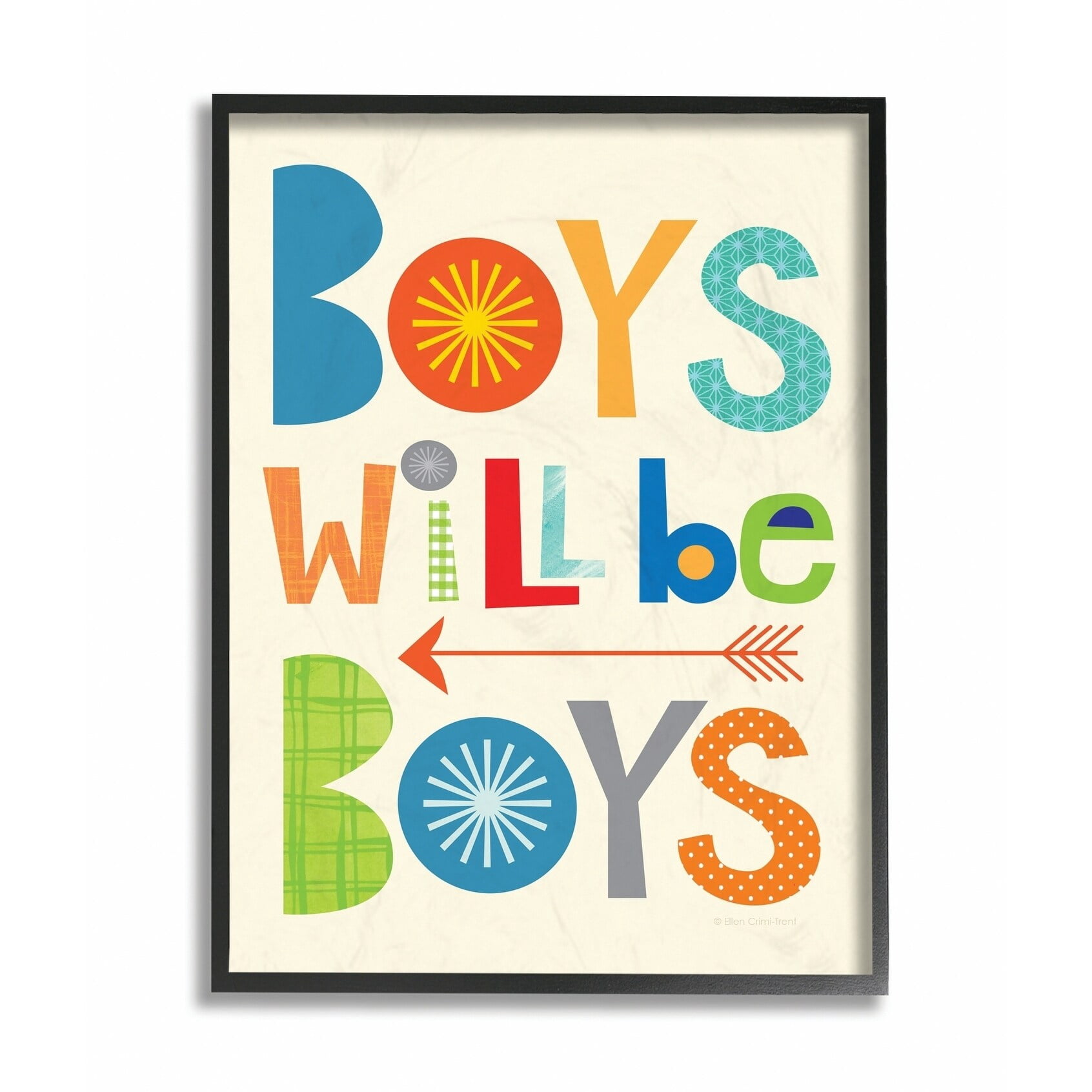 The Kids Room by Stupell Boys Will Be Boys Multi-Color with Arrow Framed Wall Art by Ellen Crimi-Trent