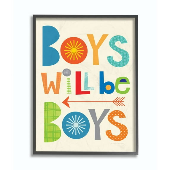 The Kids Room by Stupell Boys Will Be Boys Multi-Color with Arrow Framed Wall Art by Ellen Crimi-Trent