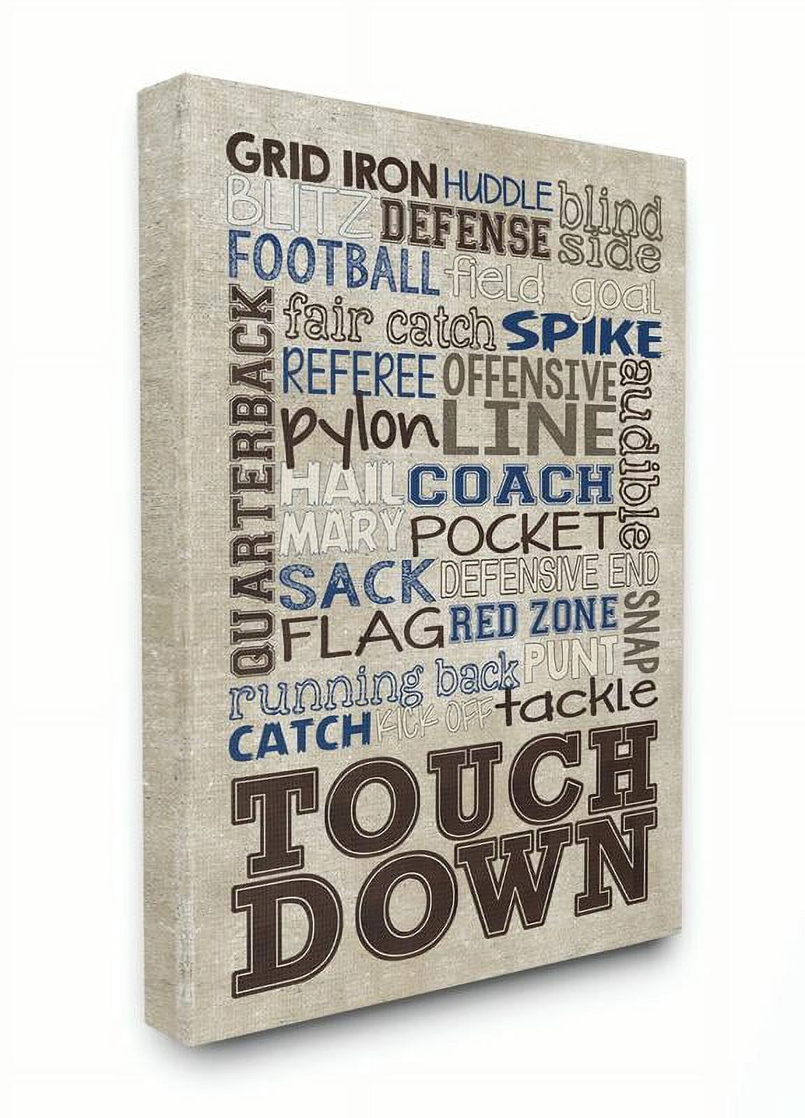 The Kids Room by Stupell Brown and Navy Football Typog Canvas Wall Art by Erica Billups