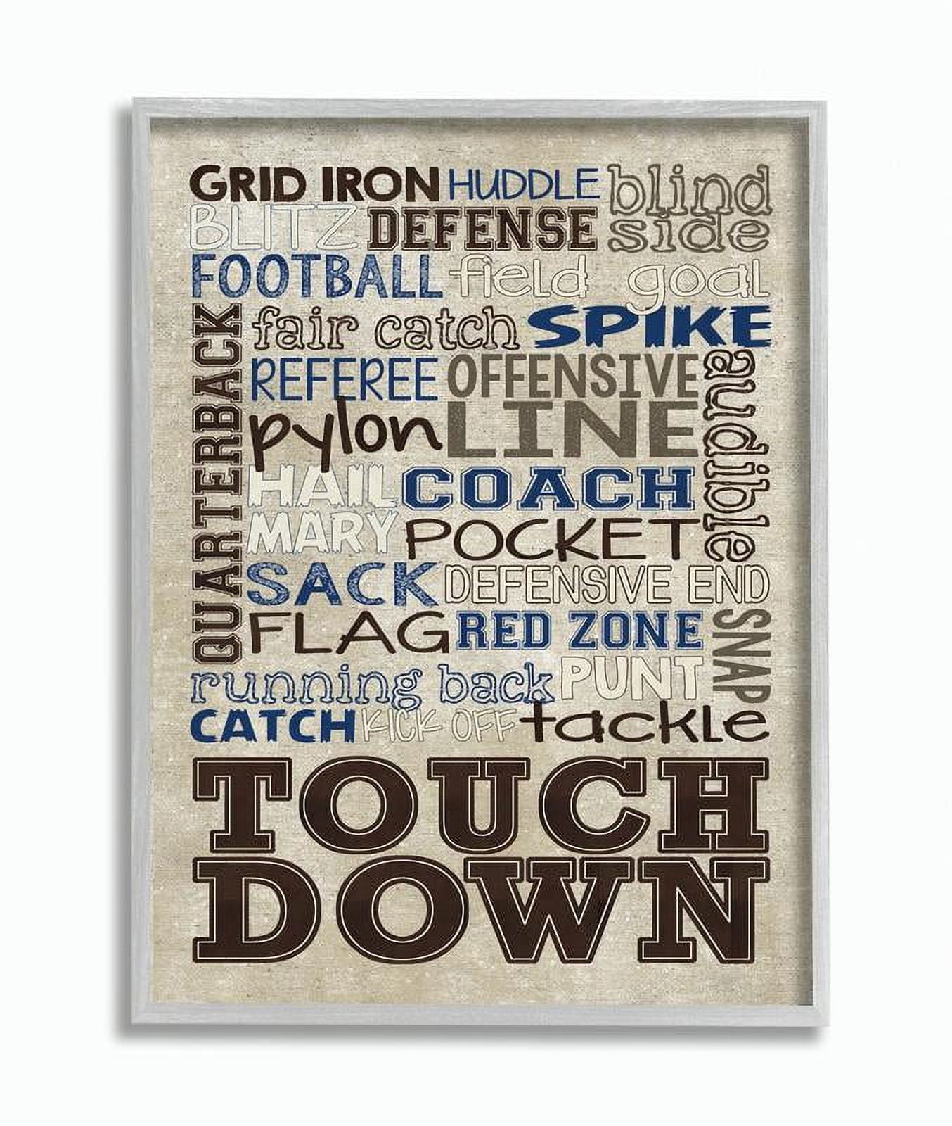 The Kids Room by Stupell Brown and Navy Football Typog Framed Wall Art by Erica Billups